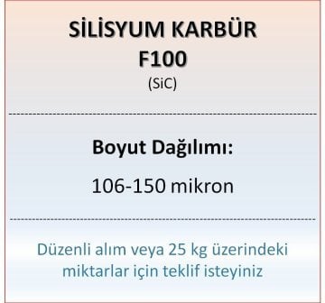 Silisyum Karbür F100 - SiC - 106-150 mikron - 25 KG