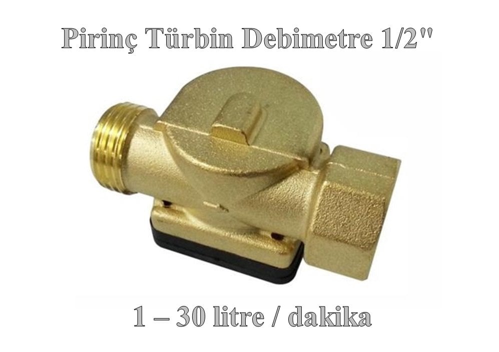 Pirinç Türbin Debimetre 1-30 lt/dk (1/2'' bağlantılı)