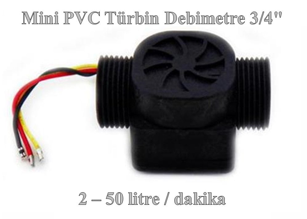 Türbin Debimetre Mini PVC 2-50 litre/dakika (3/4'' bağlantılı)