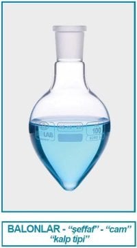 İSOLAB 030.49.100 balon - kalp tipi - şilifli - merkez boyun : NS 14/23 - 100 ml (1 adet)