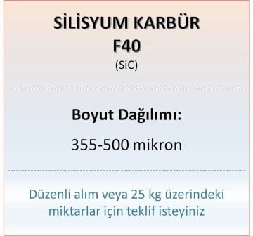 Silisyum Karbür F40 - SiC - 355-500 mikron - 1 KG