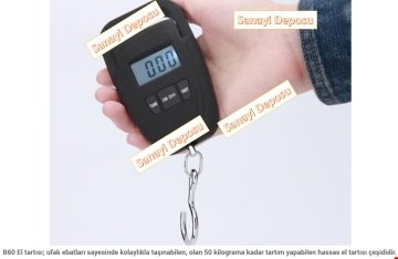 B60 Elektronik Askı Terazi - Hassasiyet: 10 gr. Max: 50 kg.