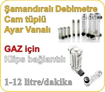 Cam Tüplü Ayar Vanalı Şamandıralı Debimetre (GAZ için) 1-12 lt/dakika (Klips bağlantılı)