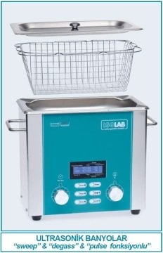İSOLAB 621.06.028 banyo - ultrasonik - DEGASS fonksiyonlu - 28.0 lt (1 adet)