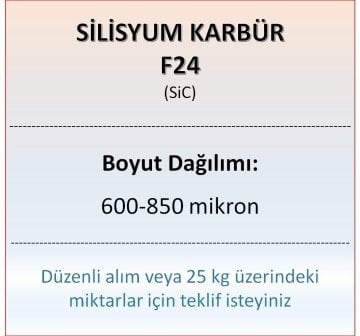 Silisyum Karbür F24 - SiC - 600-850 mikron - 25 KG