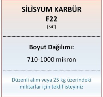 Silisyum Karbür F22 - SiC - 710-1000 mikron - 25 KG