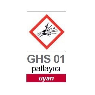 İSOLAB 099.11.T01 patlayıcı piktogramı GHS 1 uyarı etiketi 26x37mm-250 etiket