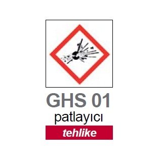 İSOLAB 099.11.T02 patlayıcı piktogramı GHS 1 tehlike etiketi 26x37mm-250 etiket
