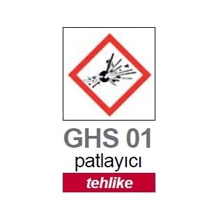 İSOLAB 099.11.T02 patlayıcı piktogramı GHS 1 tehlike etiketi 26x37mm-250 etiket