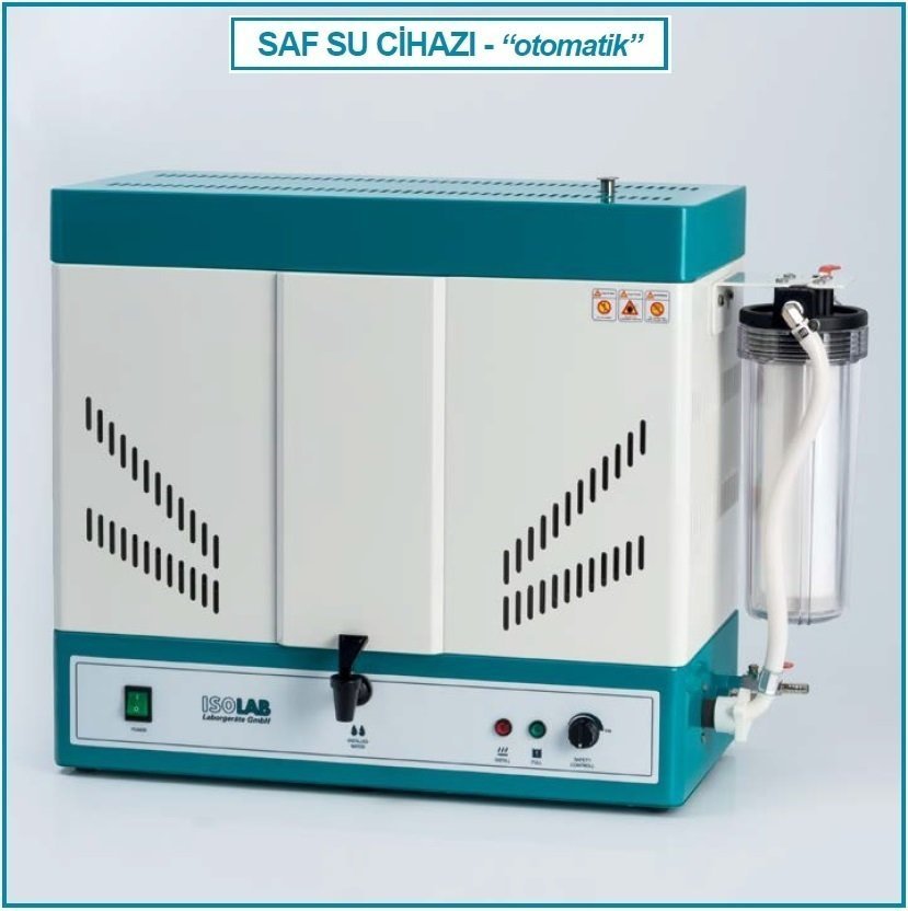 İSOLAB 623.02.008 destile cihazı - su - depolu - otomatik - 8.0 lt/saat - ön filtreli (1 adet)