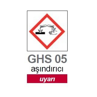 İSOLAB 099.15.T01 aşındırıcı piktogramı GHS 5 uyarı etiketi 26x37mm-250 etiket