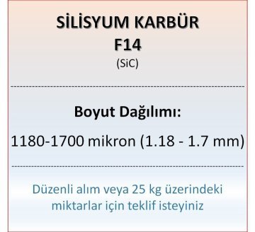 Silisyum Karbür F14 - SiC - 1180-1700 mikron - 5 KG