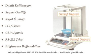 AND GR 200 Hassas Analitik Terazi - Hassasiyet:0.0001 gr. Max: 210 gr.