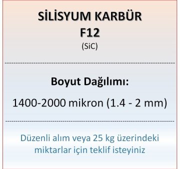 Silisyum Karbür F12 - SiC - 1400-2000 mikron - 1 KG