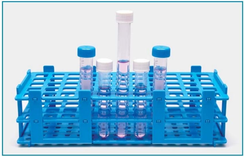 İSOLAB 079.01.001O tüp standı - demonte - P.P - 84 delik - 13 mm tüpler için - turuncu (1 adet)