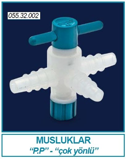 İSOLAB 055.32.002 musluk - 3 yollu (1 adet)