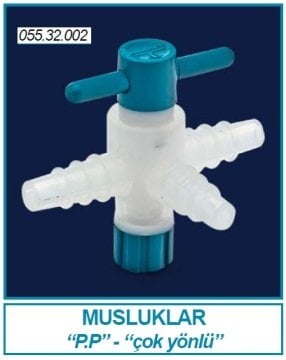 İSOLAB 055.32.002 musluk - 3 yollu (1 adet)