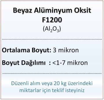 Alüminyum Oksit F1200 - Al2O3 - 3 mikron - 1 KG