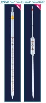 İSOLAB 021.15.020 pipet - cam - bullu - A kalite - amber skala - 20 ml (10 adet)