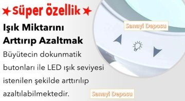 6017-8 Ayarlanabilir Işık Seviyeli Ayaklı ve Masaüstü Lup (8X)