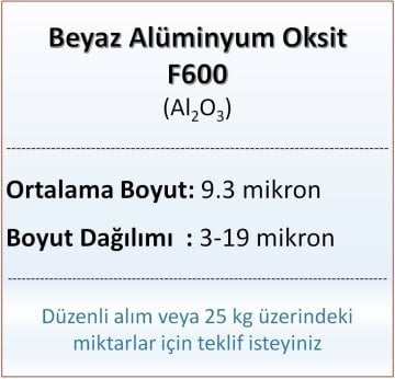Alüminyum Oksit F600 - Al2O3 - 9.3 mikron - 500 gram