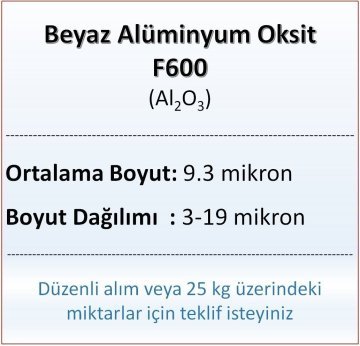 Alüminyum Oksit F600 - Al2O3 - 9.3 mikron - 1 KG