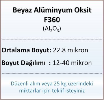 Alüminyum Oksit F360 - Al2O3 - 22.8 mikron - 10 KG