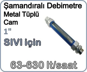Metal Tüplü Şamandıralı Sıvı Flowmetre Debi Ölçer 63-630 lt/saat 1''