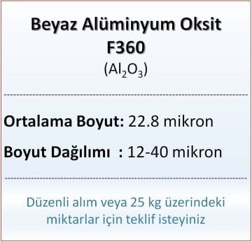 Alüminyum Oksit F360 - Al2O3 - 22.8 mikron - 1 KG