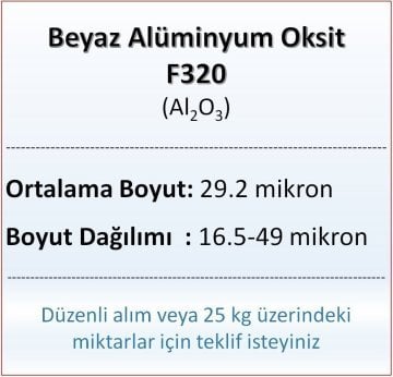 Alüminyum Oksit F320 - Al2O3 - 29.2 mikron - 25 KG
