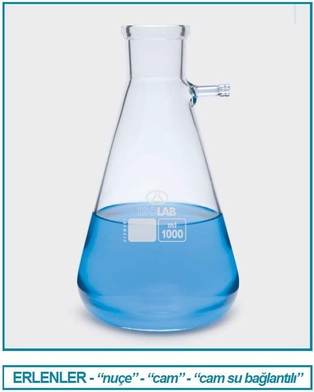 İSOLAB 040.01.901 erlen - nuçe - cam - cam su giriş borulu - 1000 ml (1 adet)
