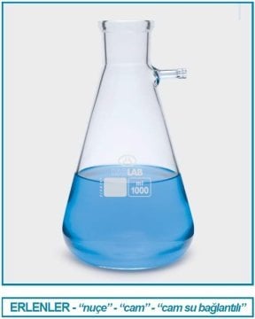 İSOLAB 040.01.901 erlen - nuçe - cam - cam su giriş borulu - 1000 ml (1 adet)