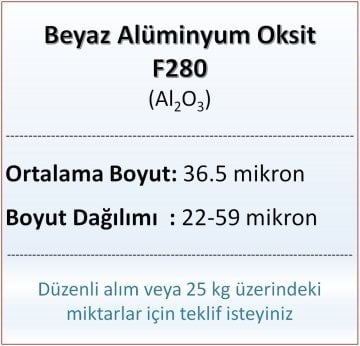 Alüminyum Oksit F280 - Al2O3 - 36.5 mikron - 5 KG
