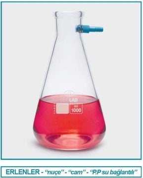 İSOLAB 040.02.901 erlen - nuçe - cam - P.P su giriş borulu - 1000 ml (1 adet)