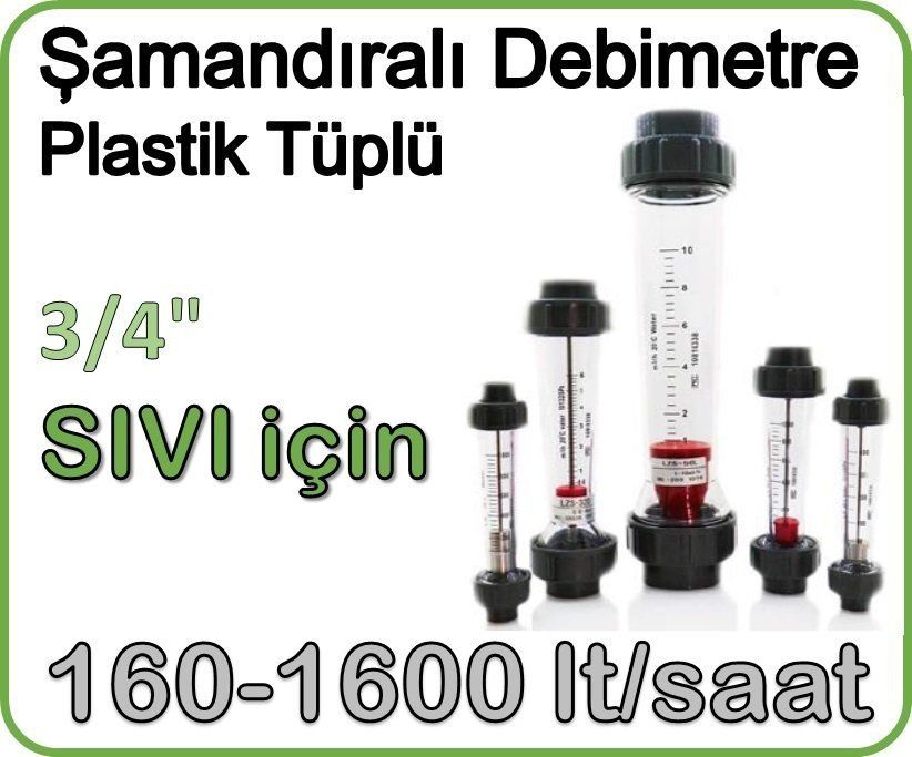 Plastik Tüplü Şamandıralı Sıvı Flowmetre Debi Ölçer 160-1600 lt/saat