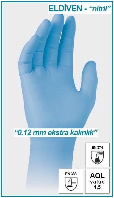 İSOLAB 080.16.001 eldiven - nitril - ekstra kalınlıkık - küçük boy - 100 ad/kutu (100 adet)