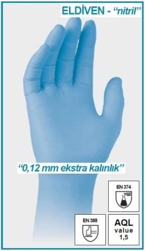 İSOLAB 080.16.001 eldiven - nitril - ekstra kalınlıkık - küçük boy - 100 ad/kutu (100 adet)