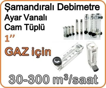 Cam Tüplü Ayar Vanalı Şamandıralı Gaz Flowmetre Debi Ölçer 30-300 m3/h
