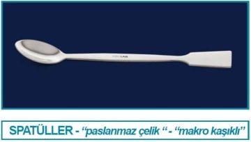 İSOLAB 047.01.120 spatül - paslanmaz çelik - makro kaşaklı - 120 mm (1 adet)