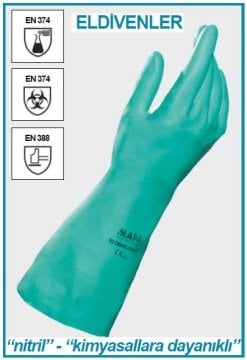 İSOLAB 080.21.009 eldiven - nitril - kimyasal koruma - large (1 çift)
