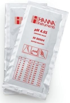 HANNA HI50004-02 pH 4.01 - 25oC Teknik Kalibrasyon Tampon Torbaları, (25 x 20mL)