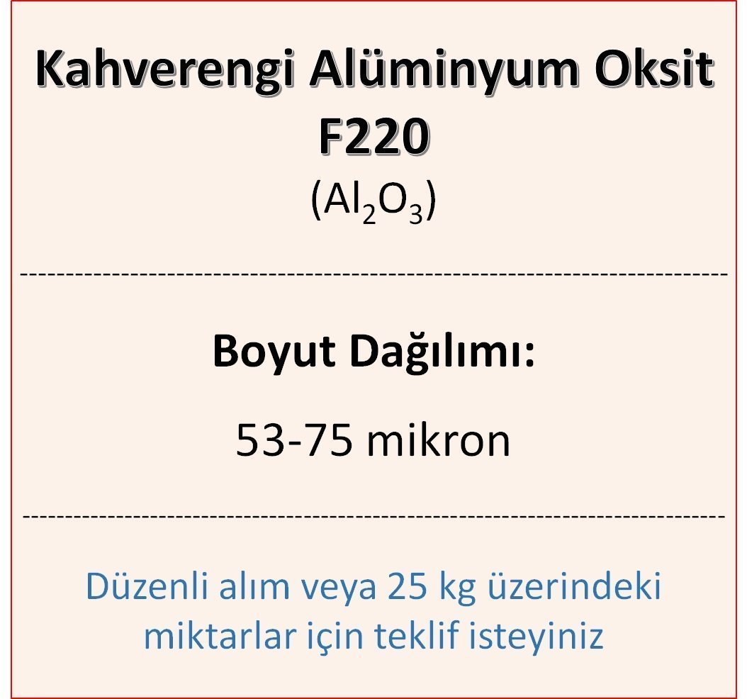 Kahverengi Alüminyum Oksit F220 - Al2O3 - 53-75mikron 5 kg