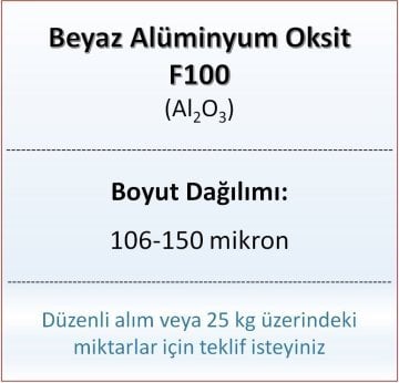 Alüminyum Oksit F100 - Al2O3 - 106-150mikron - 25 KG