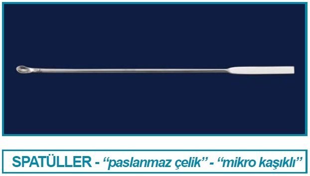 İSOLAB 047.06.210 spatül - paslanmaz çelik - mikro kaşıklı - 210 mm (1 adet)