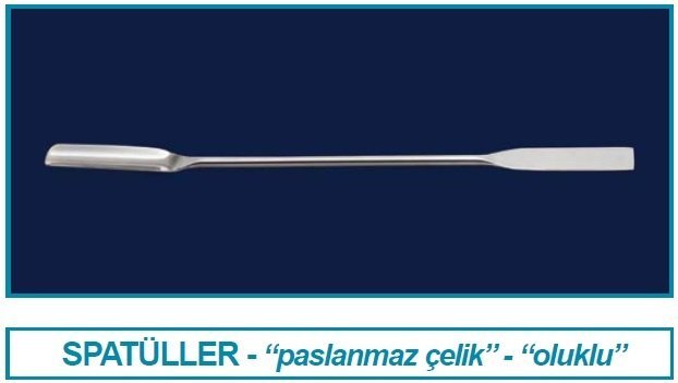 İSOLAB 047.02.150 spatül - paslanmaz çelik - düz oluklu - 150 mm (1 adet)