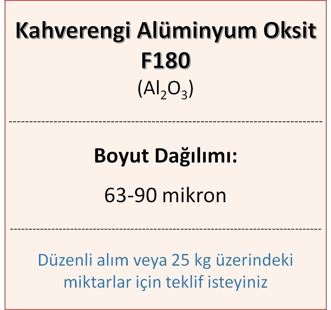 Kahverengi Alüminyum Oksit F180 - Al2O3 - 63-90mikron 5 kg