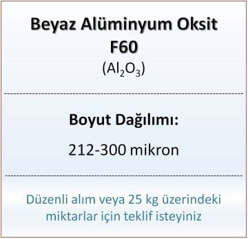 Alüminyum Oksit F60 - Al2O3 - 212-300mikron - 25 KG