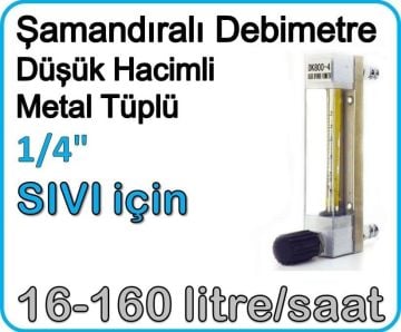 Düşük Hacimli Metal Tüplü Şamandıralı Sıvı Flowmetre Debi Ölçer 16-160 lt/saat
