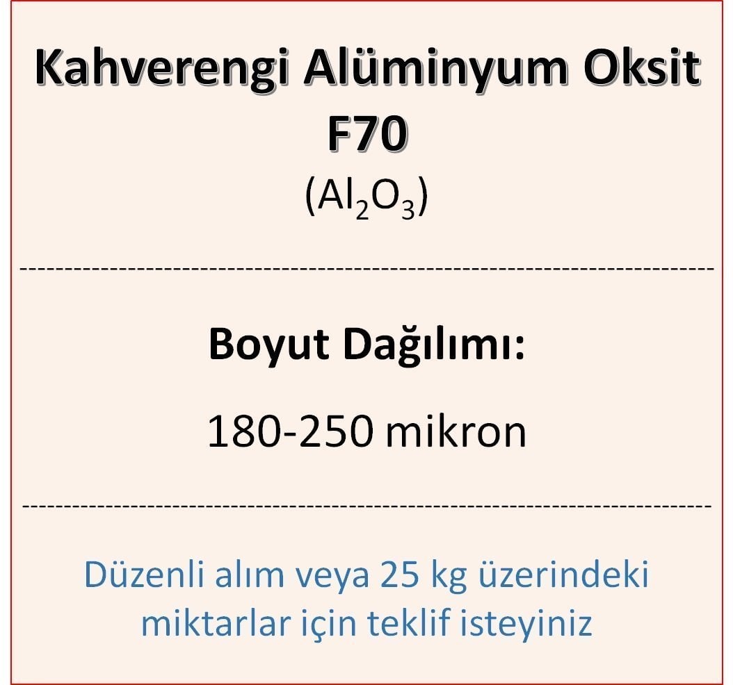 Kahverengi Alüminyum Oksit F70 - Al2O3 - 180-250mikron 1 kg
