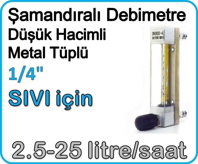 Düşük Hacimli Metal Tüplü Şamandıralı Sıvı Flowmetre Debi Ölçer 2.5-25 lt/saat